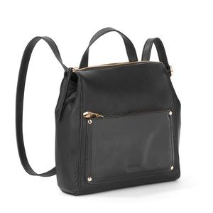 PERLINA JUDI LEATHER CONVERTIBLE BLACK BACKPACK